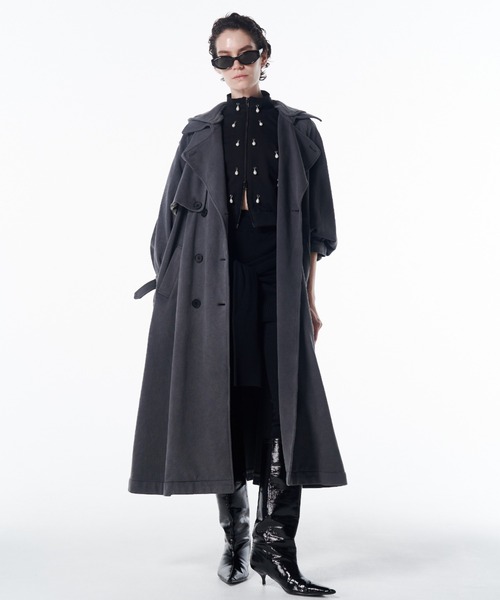 JOSE MOON（ジョゼムーン）の「HOODIE URALE TREMCH COAT/フーディウラルトレンチコート（トレンチコート・レディース・ブルー/ブラック・36/38）」の2枚目の写真