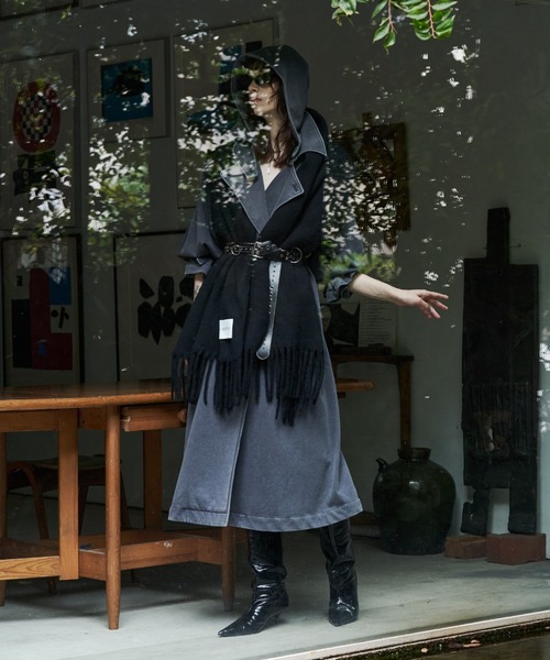 JOSE MOON（ジョゼムーン）の「HOODIE URALE TREMCH COAT/フーディウラルトレンチコート（トレンチコート・レディース・ブルー/ブラック・36/38）」の16枚目の写真