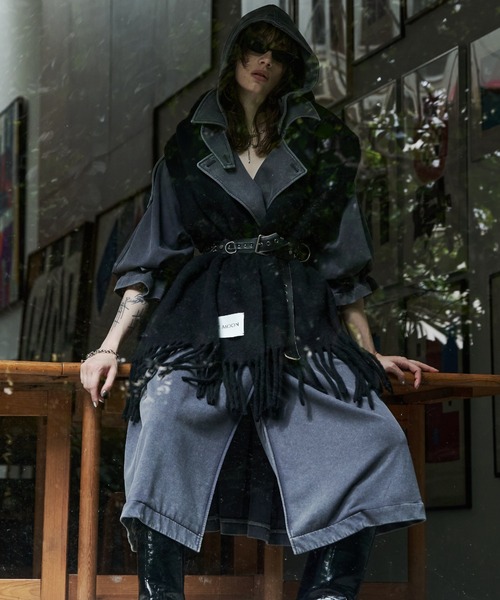 JOSE MOON（ジョゼムーン）の「HOODIE URALE TREMCH COAT/フーディウラルトレンチコート（トレンチコート・レディース・ブルー/ブラック・36/38）」の17枚目の写真