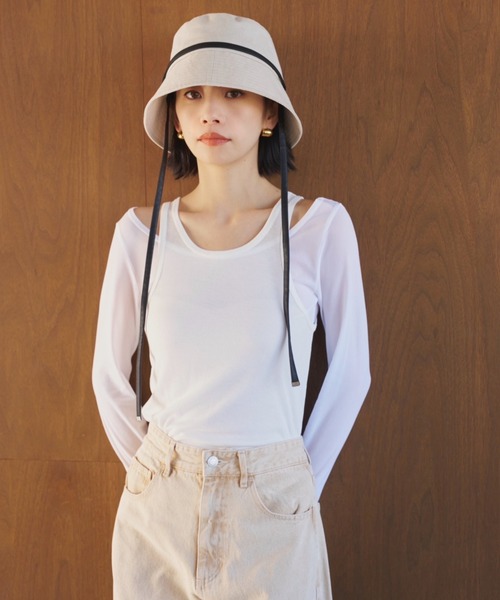 AIC.(エーアイシー)の「マルチウェイシアーアンサンブル(Tシャツ/カットソー・レディース・オフホワイト/ピンク/チャコールグレー・FREE)」の8枚目の写真