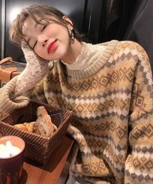 DEVICE（デバイス）の「ノルディック フェアアイル柄 オーバーサイズ ボリューム ニット セーター（ニット/セーター）」