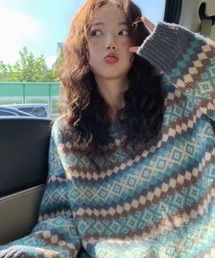 DEVICE（デバイス）の「ノルディック フェアアイル柄 オーバーサイズ ボリューム ニット セーター（ニット/セーター）」