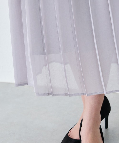 INCEDE（インシード）の「ボウタイ プリーツワンピース（ワンピース・レディース・ライトグレー/ネイビー・M/L/LL）」の12枚目の写真