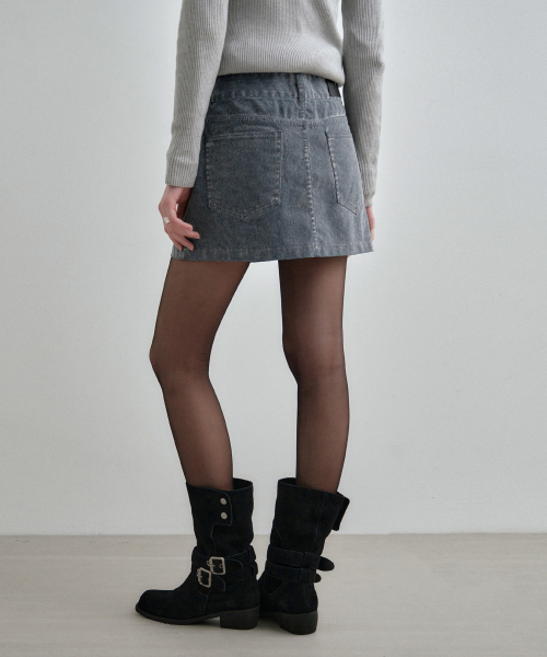 MONGDOL(モンドル)の「ベルベットデニムミニスカートグレーブルー MDSK027GRAYBLUE(スカート・レディース・その他・SMALL/MEDIUM)」の4枚目の写真