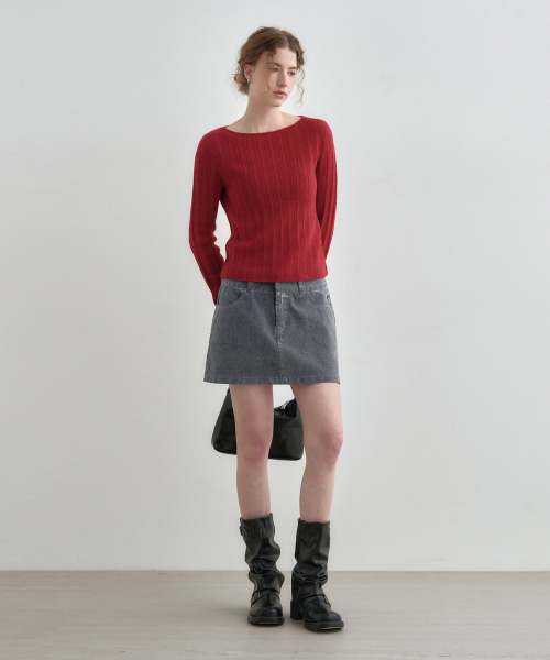 MONGDOL(モンドル)の「ベルベットデニムミニスカートグレーブルー MDSK027GRAYBLUE(スカート・レディース・その他・SMALL/MEDIUM)」の5枚目の写真
