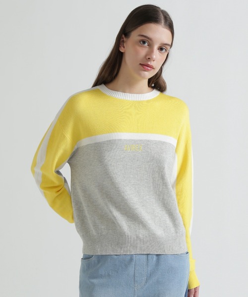 AVIREX（アヴィレックス）の「MULTI-TONE KNIT PULLOVER（ニット/セーター・レディース・ブラック/グレー/オフホワイト・F）」の3枚目の写真