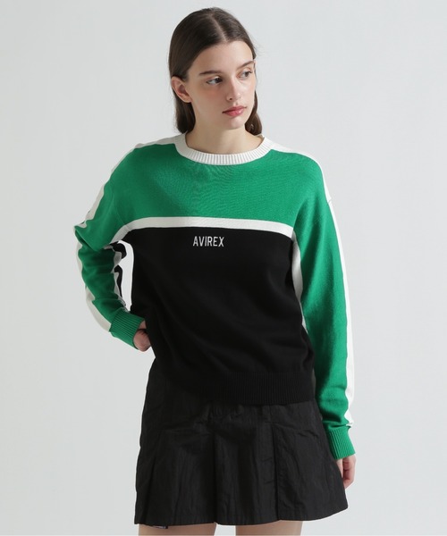 AVIREX（アヴィレックス）の「MULTI-TONE KNIT PULLOVER（ニット/セーター・レディース・ブラック/グレー/オフホワイト・F）」の2枚目の写真