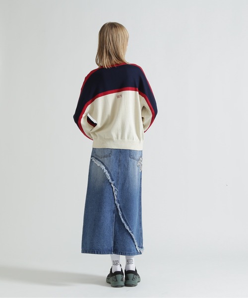 AVIREX（アヴィレックス）の「MULTI-TONE KNIT PULLOVER（ニット/セーター・レディース・ブラック/グレー/オフホワイト・F）」の8枚目の写真