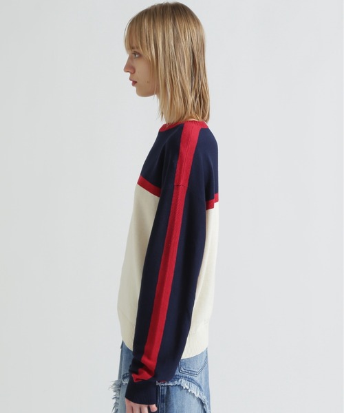 AVIREX（アヴィレックス）の「MULTI-TONE KNIT PULLOVER（ニット/セーター・レディース・ブラック/グレー/オフホワイト・F）」の9枚目の写真