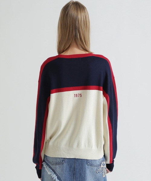 AVIREX（アヴィレックス）の「MULTI-TONE KNIT PULLOVER（ニット/セーター・レディース・ブラック/グレー/オフホワイト・F）」の10枚目の写真