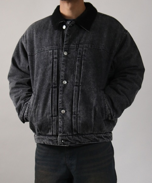 NYLAUS(ナイラス)の「【Nylaus】Boa Lining Denim Jacket / 裏ボアデニムジャケット Gジャン(デニムジャケット・メンズ・ブルー/ブラック/ネイビー・M/L)」の4枚目の写真