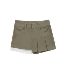 HETIT（ヘティ）の「ハーフプリーツミニスカート（カーキ）（スカート）」