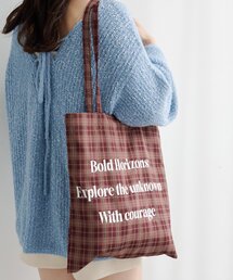 Kastane（カスタネ）の「【チェック&レオパード】ロゴミューズトートバッグ（トートバッグ）」