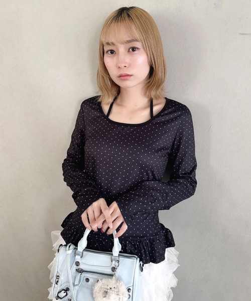 Loueme(ルエム)の「裾フリルドットリボントップス(Tシャツ/カットソー・レディース・オフホワイト/ブラック・FREE)」の15枚目の写真