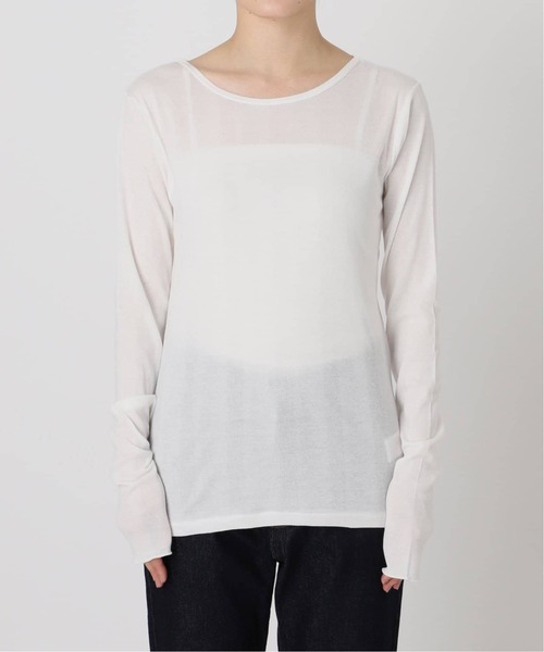 MILLER(ミラー)の「《追加8》miller SLOBE別注 SHEER RIB クルーネック(Tシャツ/カットソー・レディース・レッド/ブラウン/ホワイト・FREE)」の4枚目の写真