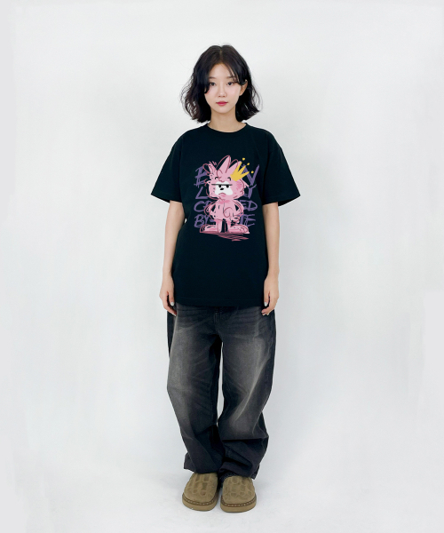 TEESSERT（ティーザート）の「グラフィティティビット 綿 半袖Tシャツ [ブラック]（Tシャツ/カットソー・レディース・ブラック・SMALL/MEDIUM/LARGE/X-LARGE/XX-LARGE）」の3枚目の写真