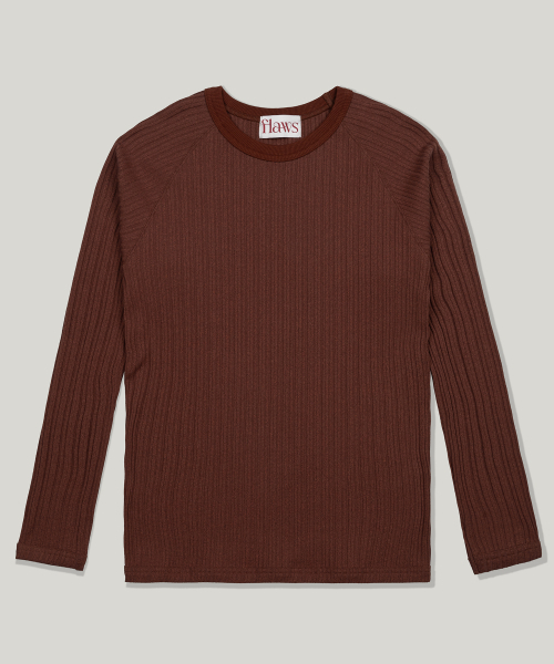 FLAWSROOM（フローズルーム）の「Ribbed Slim Long Sleeve [REDDISH BROWN]（Tシャツ/カットソー・メンズ・その他・MEDIUM/LARGE）」の2枚目の写真