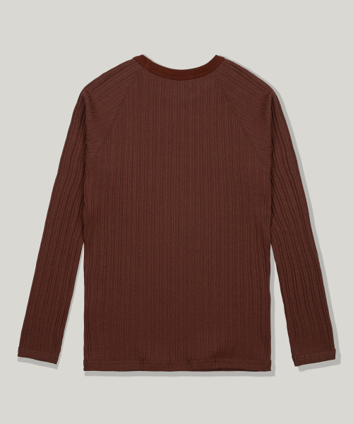 FLAWSROOM（フローズルーム）の「Ribbed Slim Long Sleeve [REDDISH BROWN]（Tシャツ/カットソー・メンズ・その他・MEDIUM/LARGE）」の3枚目の写真