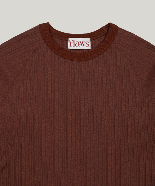 FLAWSROOM（フローズルーム）の「Ribbed Slim Long Sleeve [REDDISH BROWN]（Tシャツ/カットソー・メンズ・その他・MEDIUM/LARGE）」の4枚目の写真
