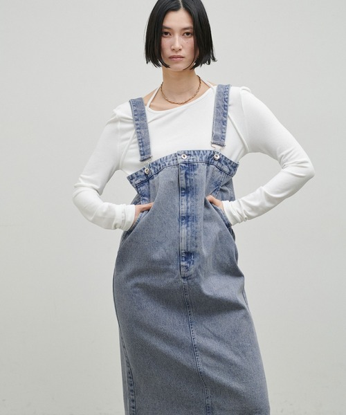 LARUTA(ラルータ)の「【LARUTA】サロペットスカート(サロペット/オーバーオール・レディース・オフホワイト/ブラック/ブラック系その他/ブルー系その他・LARGE/MEDIUM)」の4枚目の写真