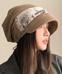 GEMEDA（ジェメダ）の「アート柄パネル×ニットバケットハット／ゆるシルエット（ニットキャップ/ビーニー）」