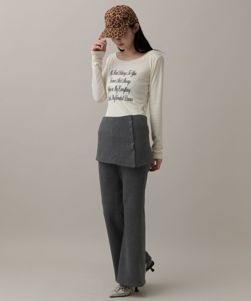 3.3 Field Trip （3.3フィールドトリップ）の「3.3 Field Trip／レイヤードフレアパンツ(裏起毛)（その他パンツ・レディース・グレー/ブラック・MEDIUM/SMALL）」の3枚目の写真