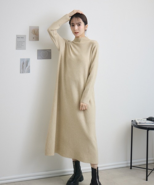1er Arrondissement♡ハイネックニットワンピース Pierrot（ピエロ） ワンピース ハイネックAラインニットワンピース