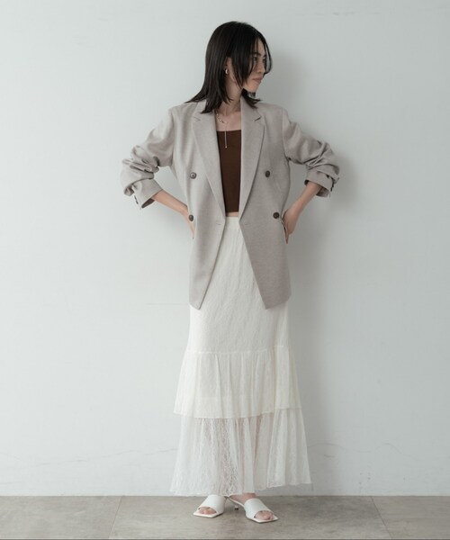 GALLEST（ギャレスト）の「ダブルブレストオーバージャケット（テーラードジャケット・レディース・ライトベージュ/ネイビー・36/38/40）」の3枚目の写真