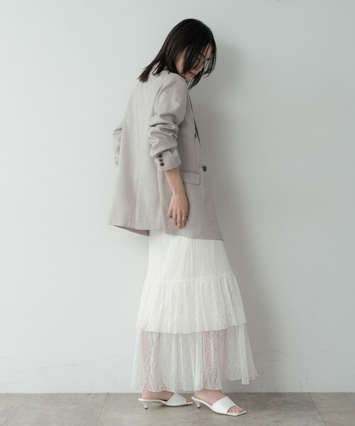 GALLEST（ギャレスト）の「ダブルブレストオーバージャケット（テーラードジャケット・レディース・ライトベージュ/ネイビー・36/38/40）」の4枚目の写真