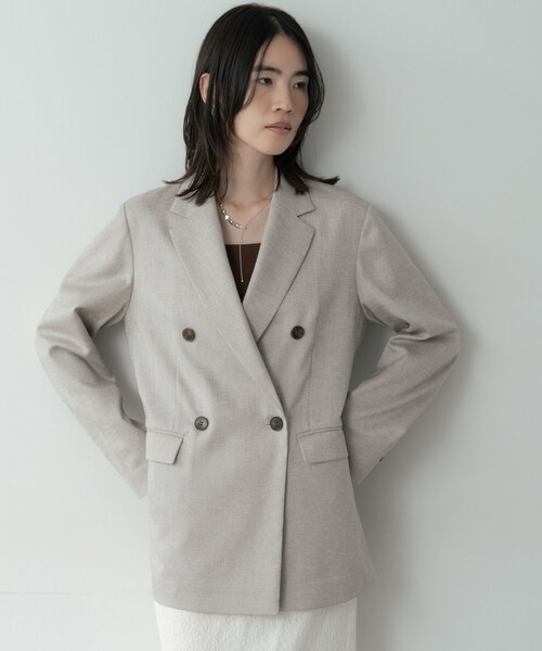 GALLEST（ギャレスト）の「ダブルブレストオーバージャケット（テーラードジャケット・レディース・ライトベージュ/ネイビー・36/38/40）」の9枚目の写真