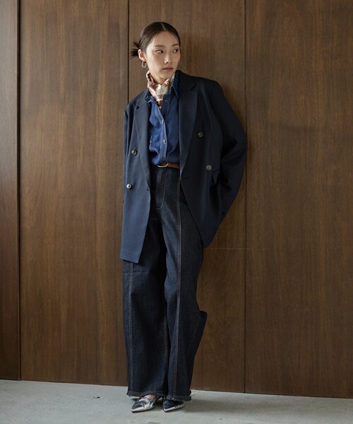 GALLEST（ギャレスト）の「ダブルブレストオーバージャケット（テーラードジャケット・レディース・ライトベージュ/ネイビー・36/38/40）」の10枚目の写真