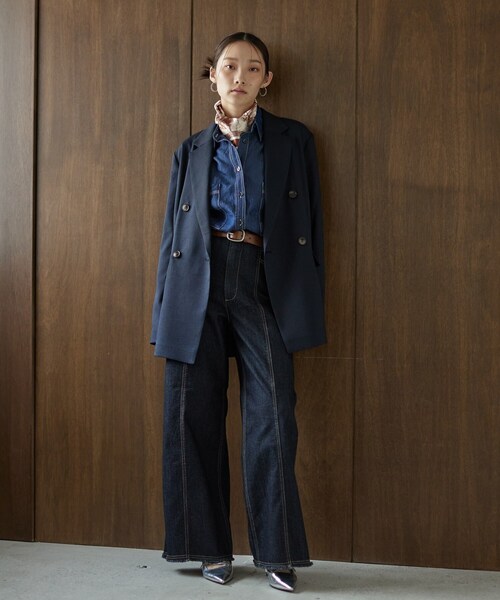 GALLEST（ギャレスト）の「ダブルブレストオーバージャケット（テーラードジャケット・レディース・ライトベージュ/ネイビー・36/38/40）」の11枚目の写真