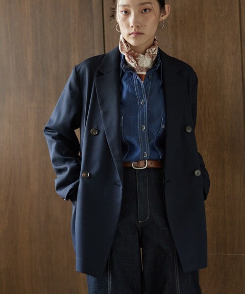 GALLEST（ギャレスト）の「ダブルブレストオーバージャケット（テーラードジャケット・レディース・ライトベージュ/ネイビー・36/38/40）」の12枚目の写真