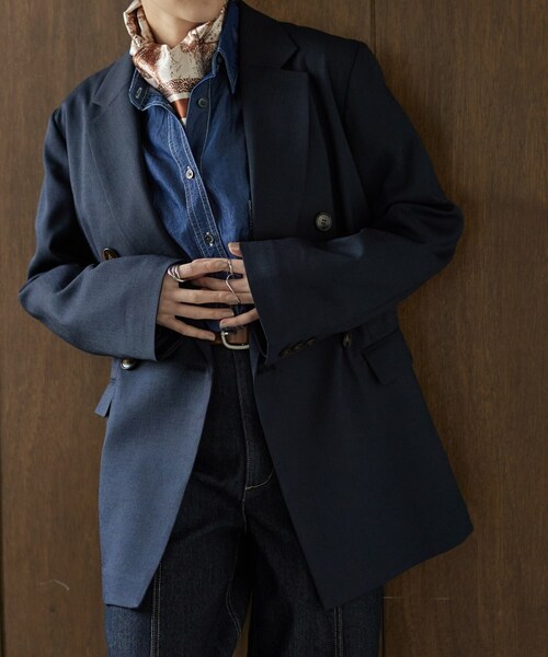 GALLEST（ギャレスト）の「ダブルブレストオーバージャケット（テーラードジャケット・レディース・ライトベージュ/ネイビー・36/38/40）」の13枚目の写真