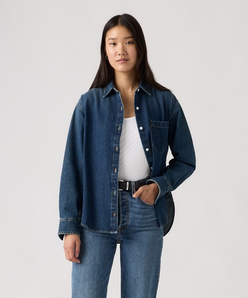 Levi's(リーバイス)の「Levi's/リーバイス ハーリー ボーイフレンドシャツ(シャツ/ブラウス・レディース・インディゴブルー・M/S/XS)」の1枚目の写真