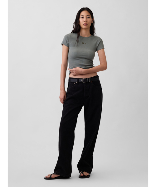 GAP(ギャップ)の「モダン リブ GAPロゴTシャツ 半袖(Tシャツ/カットソー・レディース・ピンク/ブラック/ホワイト/グリーン・S/M/XS/L/XL/XXS)」の7枚目の写真