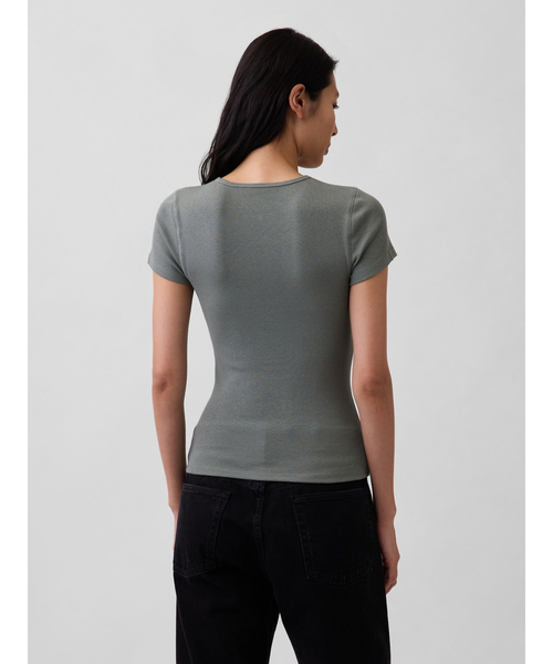 GAP(ギャップ)の「モダン リブ GAPロゴTシャツ 半袖(Tシャツ/カットソー・レディース・ピンク/ブラック/ホワイト/グリーン・S/M/XS/L/XL/XXS)」の8枚目の写真