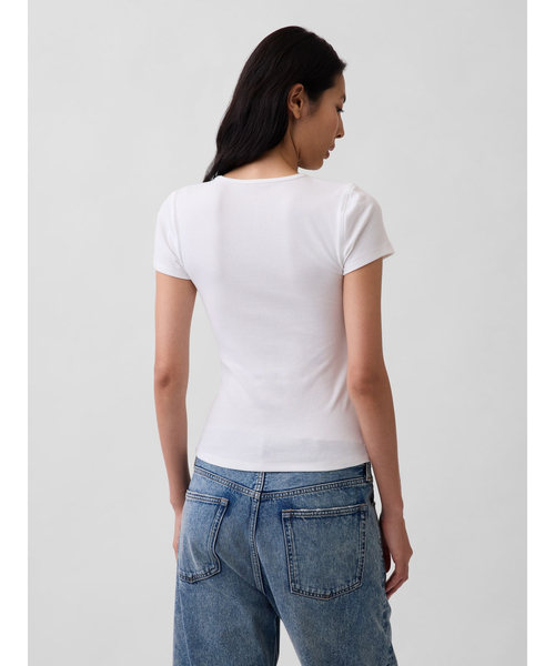 GAP(ギャップ)の「モダン リブ GAPロゴTシャツ 半袖(Tシャツ/カットソー・レディース・ピンク/ブラック/ホワイト/グリーン・S/M/XS/L/XL/XXS)」の9枚目の写真