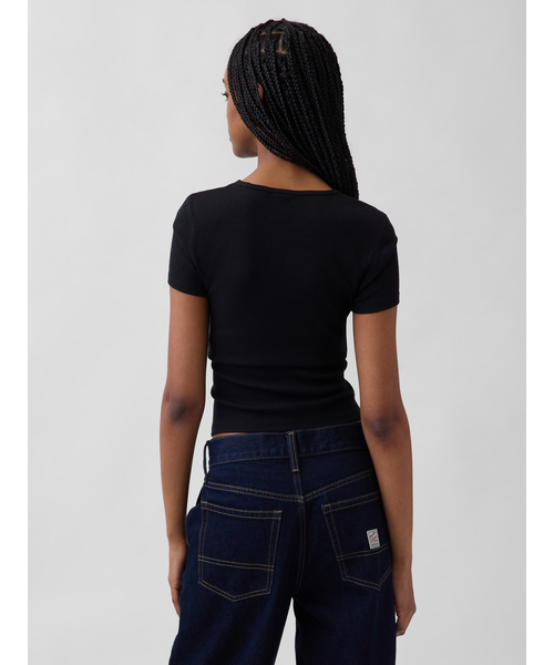 GAP(ギャップ)の「モダン リブ GAPロゴTシャツ 半袖(Tシャツ/カットソー・レディース・ピンク/ブラック/ホワイト/グリーン・S/M/XS/L/XL/XXS)」の10枚目の写真