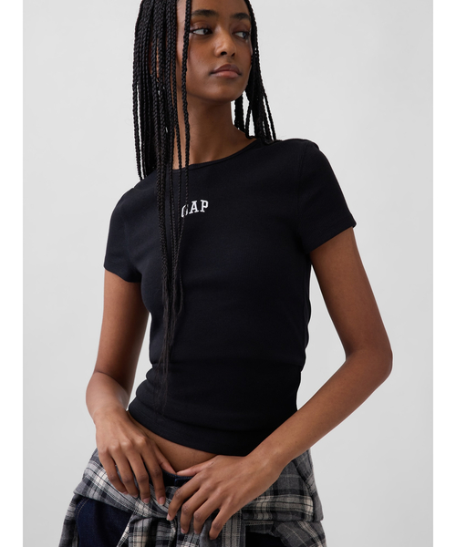 GAP(ギャップ)の「モダン リブ GAPロゴTシャツ 半袖(Tシャツ/カットソー・レディース・ピンク/ブラック/ホワイト/グリーン・S/M/XS/L/XL/XXS)」の3枚目の写真