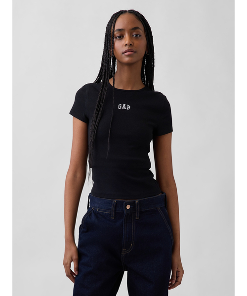 GAP(ギャップ)の「モダン リブ GAPロゴTシャツ 半袖(Tシャツ/カットソー・レディース・ピンク/ブラック/ホワイト/グリーン・S/M/XS/L/XL/XXS)」の18枚目の写真