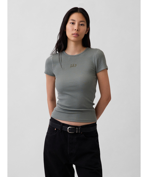 GAP(ギャップ)の「モダン リブ GAPロゴTシャツ 半袖(Tシャツ/カットソー・レディース・ピンク/ブラック/ホワイト/グリーン・S/M/XS/L/XL/XXS)」の19枚目の写真