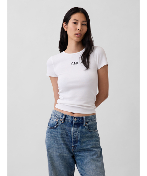 GAP(ギャップ)の「モダン リブ GAPロゴTシャツ 半袖(Tシャツ/カットソー・レディース・ピンク/ブラック/ホワイト/グリーン・S/M/XS/L/XL/XXS)」の20枚目の写真