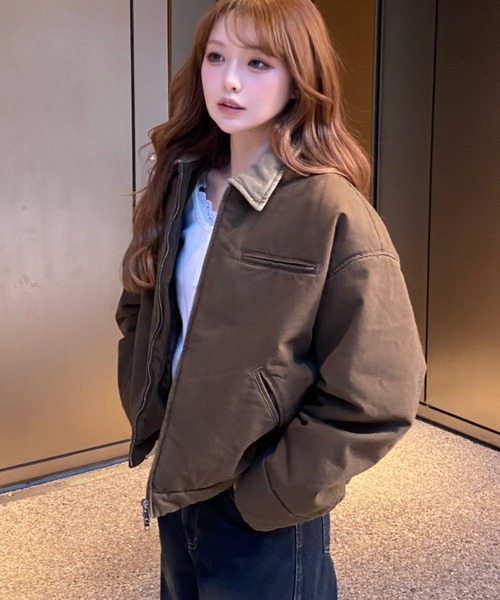 RAY CASSIN（レイカズン）の「デトロイトジャケット / ブルゾン（ブルゾン・レディース・ブラウン系その他2/ベージュ系その他2/ネイビー・FREE）」の2枚目の写真