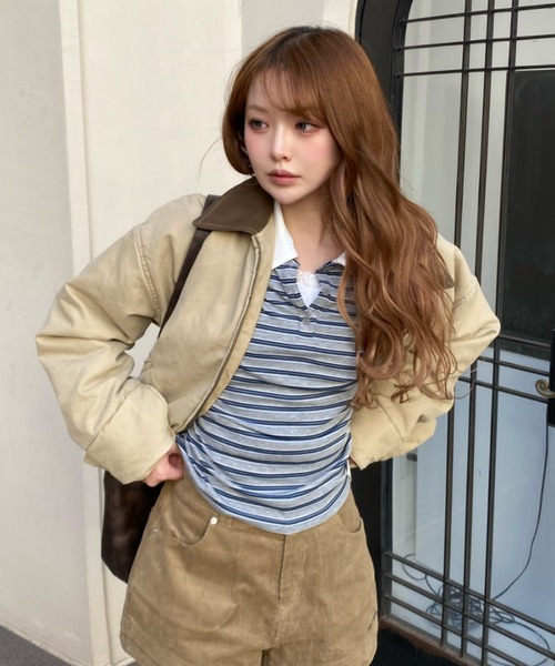 RAY CASSIN（レイカズン）の「デトロイトジャケット / ブルゾン（ブルゾン・レディース・ブラウン系その他2/ベージュ系その他2/ネイビー・FREE）」の4枚目の写真