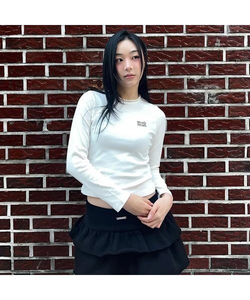 muahmuah（ムーアムーア）の「レースポイントクロップTシャツ [3色]（Tシャツ/カットソー・レディース・グレー/ブラック/アイボリー・FREE）」の2枚目の写真