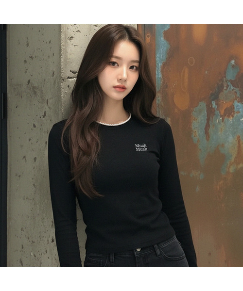 muahmuah（ムーアムーア）の「レースポイントクロップTシャツ [3色]（Tシャツ/カットソー・レディース・グレー/ブラック/アイボリー・FREE）」の3枚目の写真