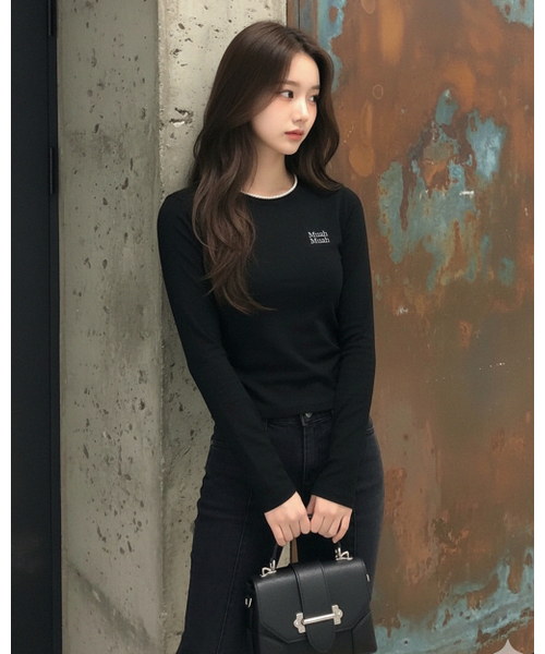 muahmuah（ムーアムーア）の「レースポイントクロップTシャツ [3色]（Tシャツ/カットソー・レディース・グレー/ブラック/アイボリー・FREE）」の19枚目の写真