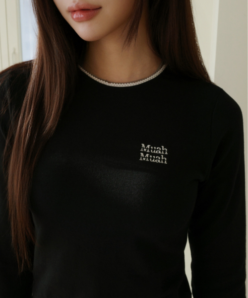 muahmuah（ムーアムーア）の「レースポイントクロップTシャツ [3色]（Tシャツ/カットソー・レディース・グレー/ブラック/アイボリー・FREE）」の18枚目の写真