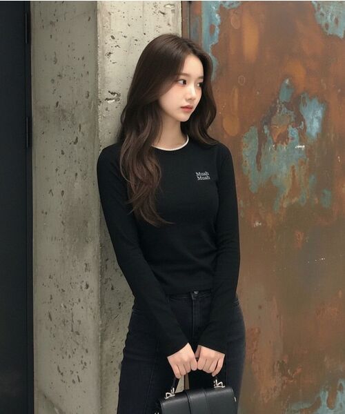 muahmuah（ムーアムーア）の「レースポイントクロップTシャツ [3色]（Tシャツ/カットソー・レディース・グレー/ブラック/アイボリー・FREE）」の10枚目の写真